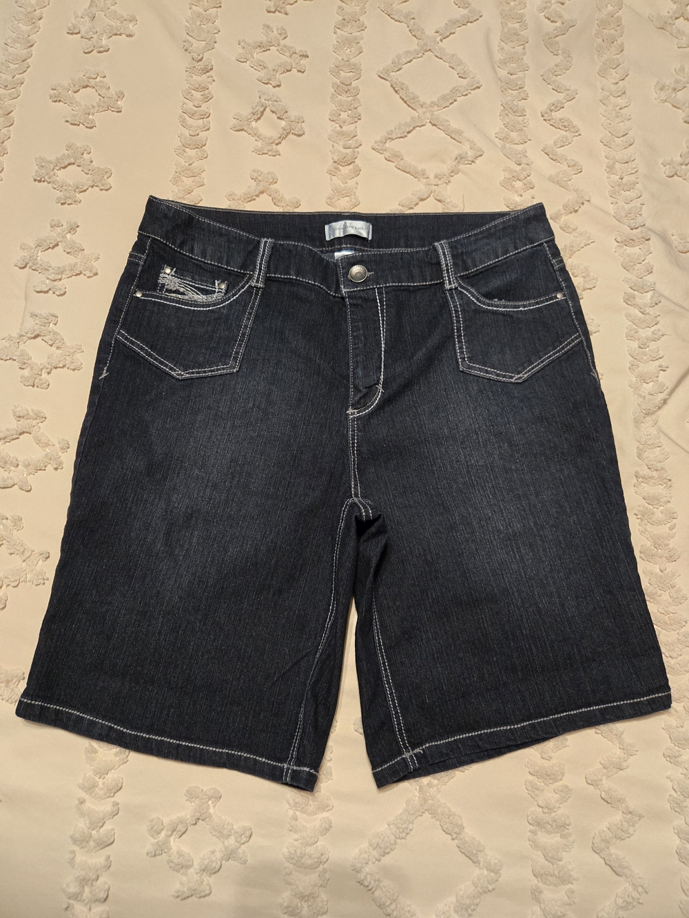 Christopher & Banks Black Dark Wash Denim Bermuda Shorts